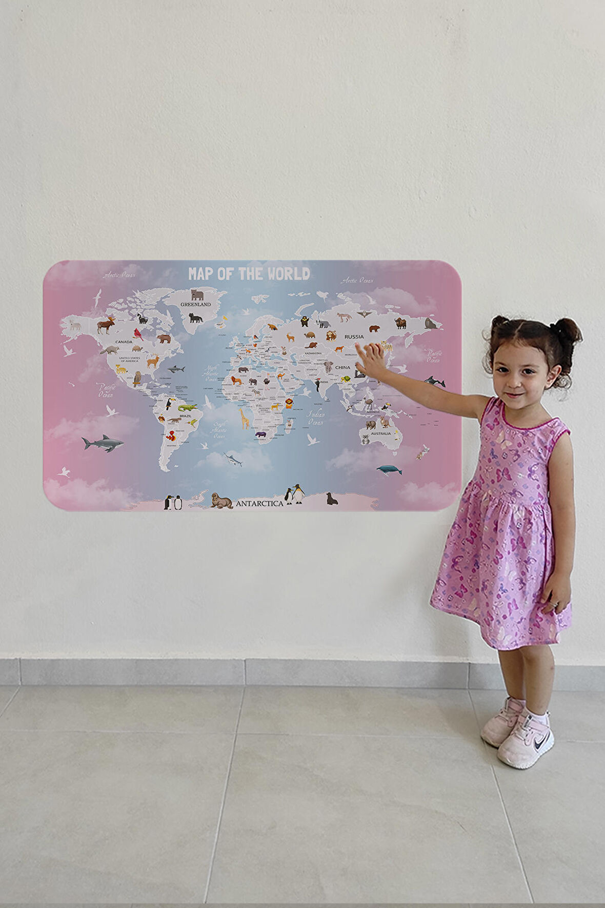Eğitici Dünya Haritası Dünya Atlası Çocuk ve Bebek Odası Duvar Sticker 3801