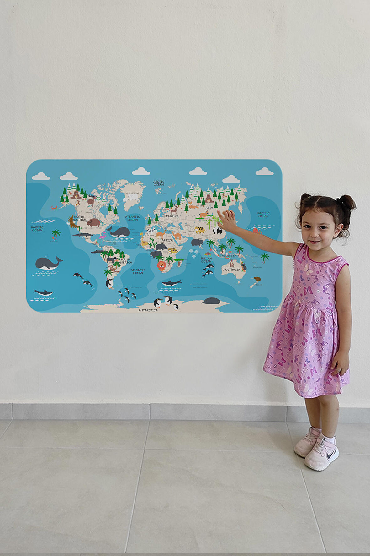 Eğitici Dünya Haritası Dünya Atlası Çocuk ve Bebek Odası Duvar Sticker 3802