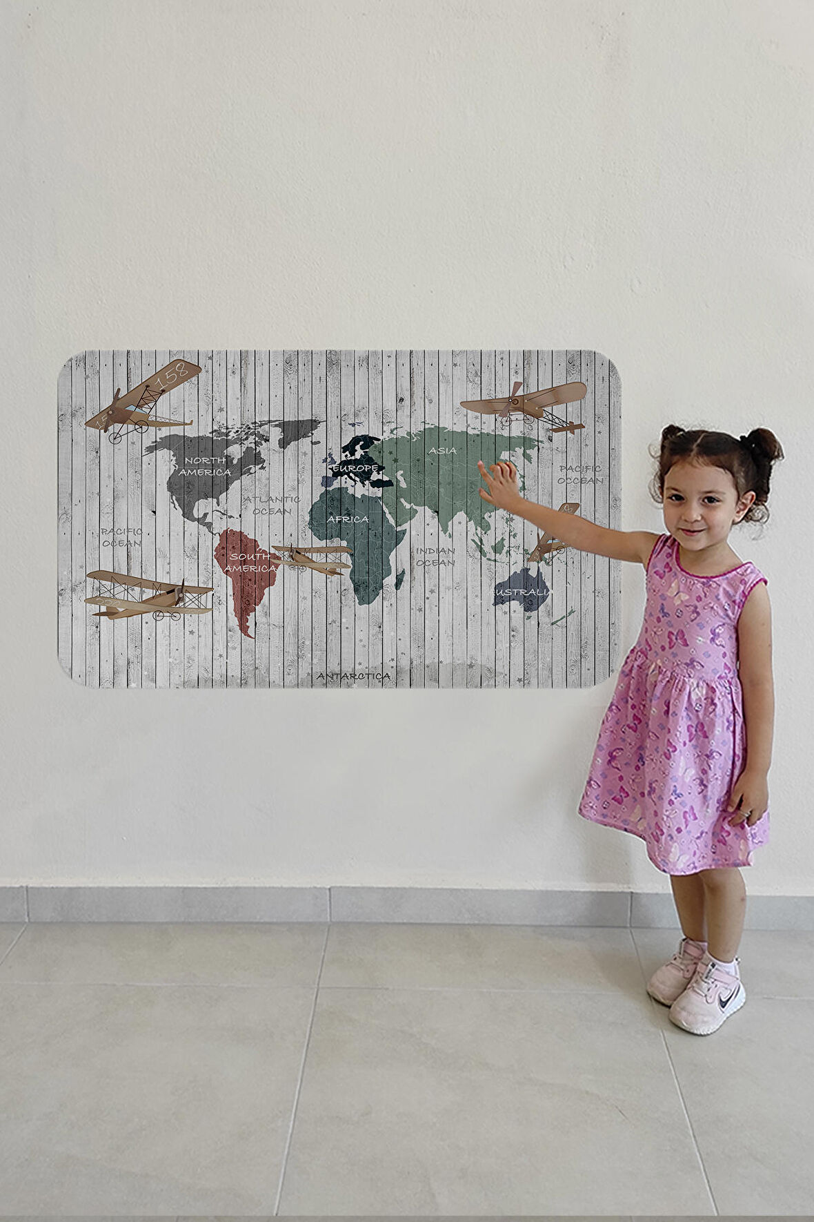 Eğitici Dünya Haritası Dünya Atlası Çocuk Ve Bebek Odası Duvar Sticker 3804