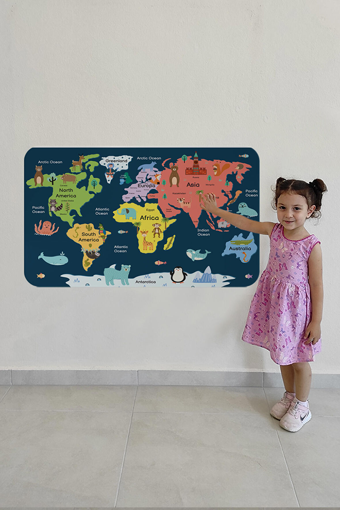 Eğitici Dünya Haritası Dünya Atlası Çocuk ve Bebek Odası Duvar Sticker 3810