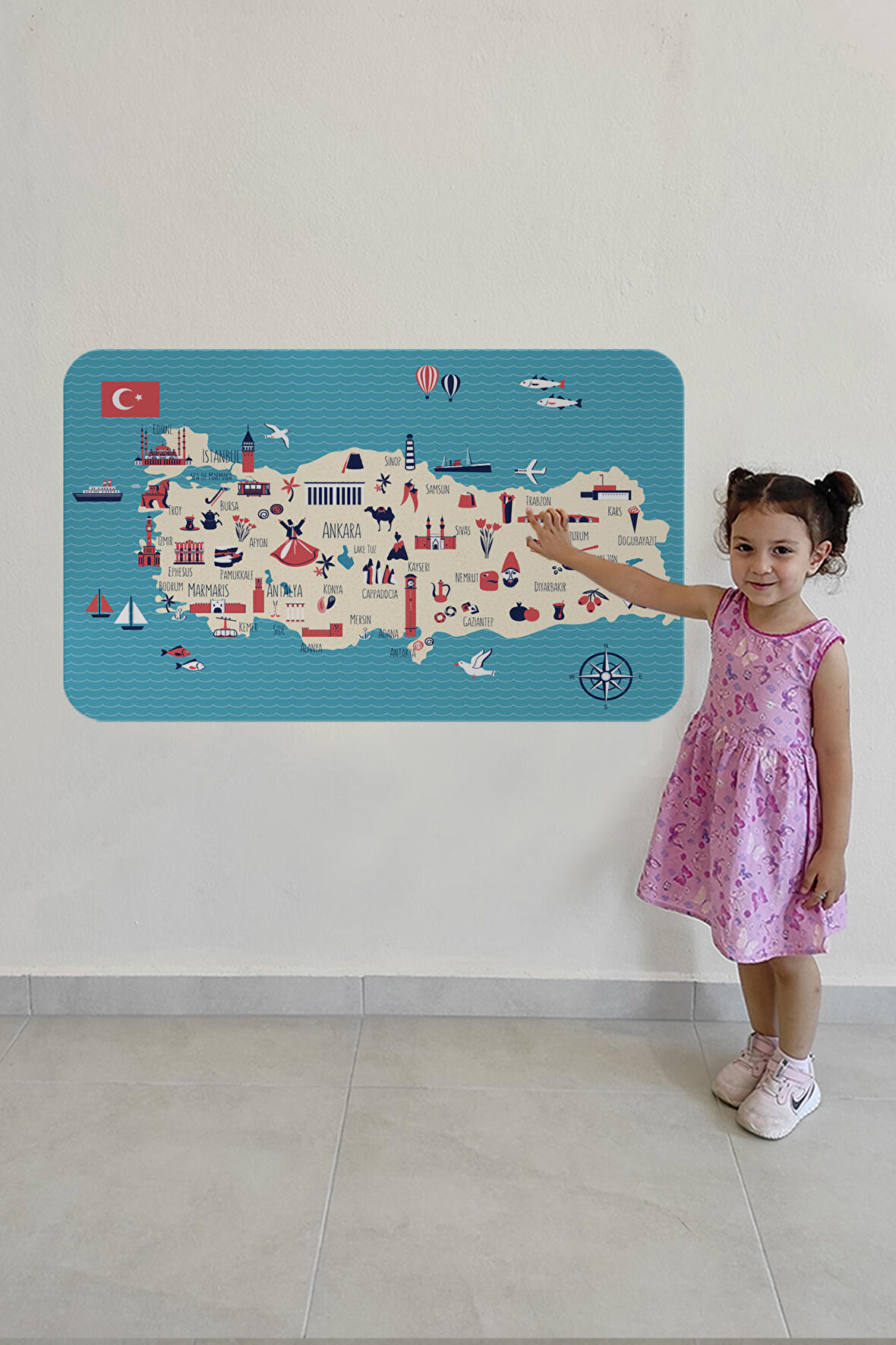 Eğitici ve Öğretici Dekoratif Çocuk Odası Türkiye Haritası Duvar Sticker 3874