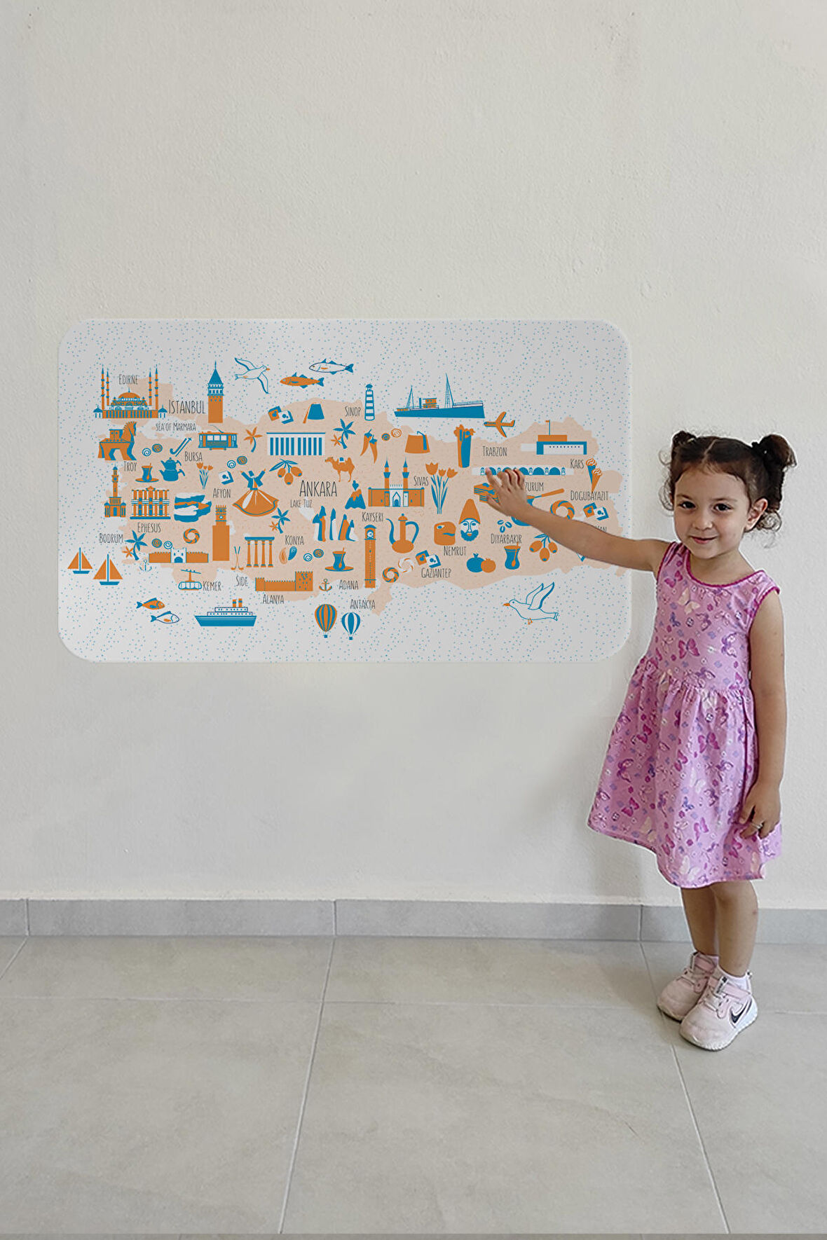 Eğitici ve Öğretici Dekoratif Çocuk Odası Türkiye Haritası Duvar Sticker 3875