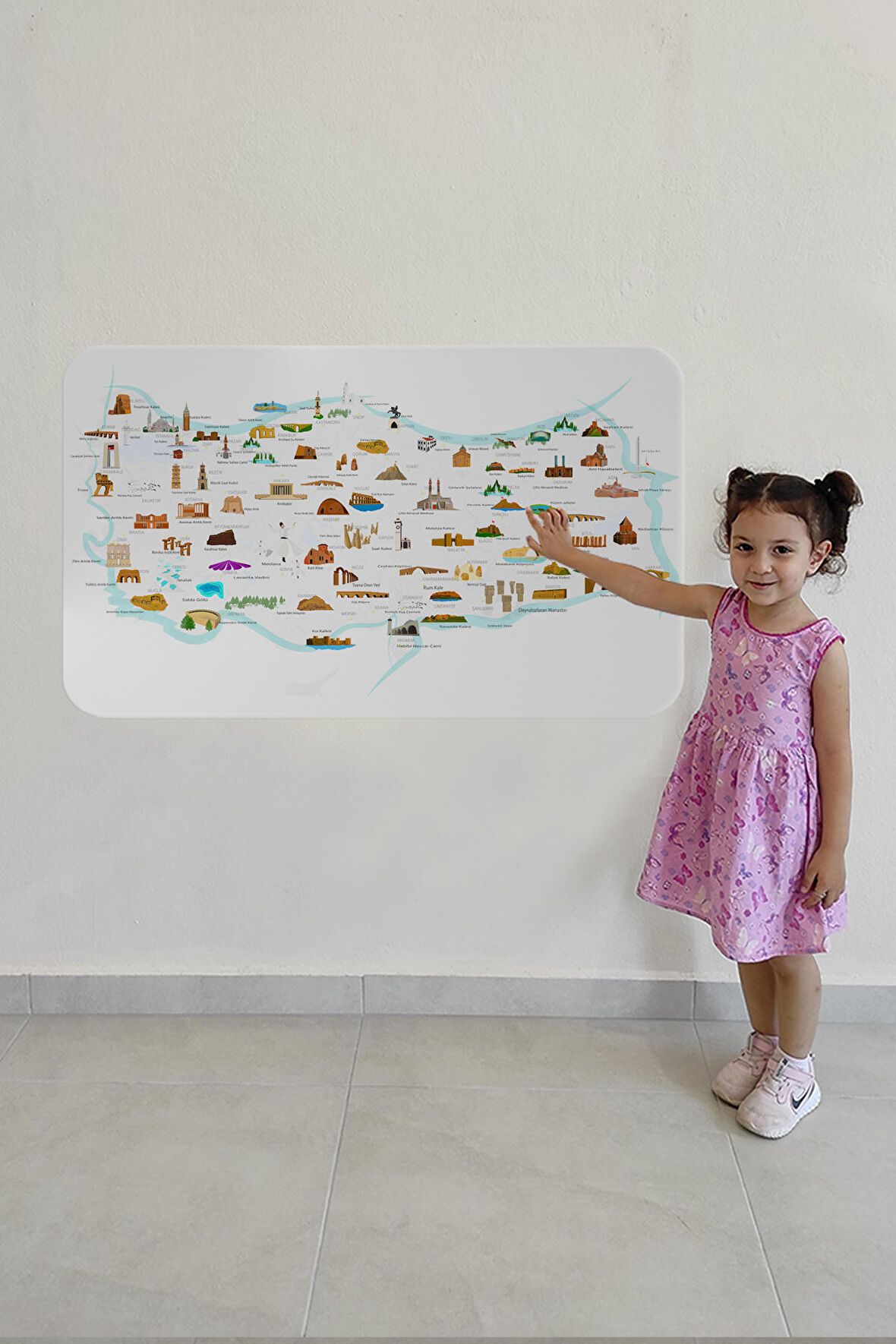 Eğitici ve Öğretici Dekoratif Çocuk Odası Türkiye Haritası Duvar Sticker 3880