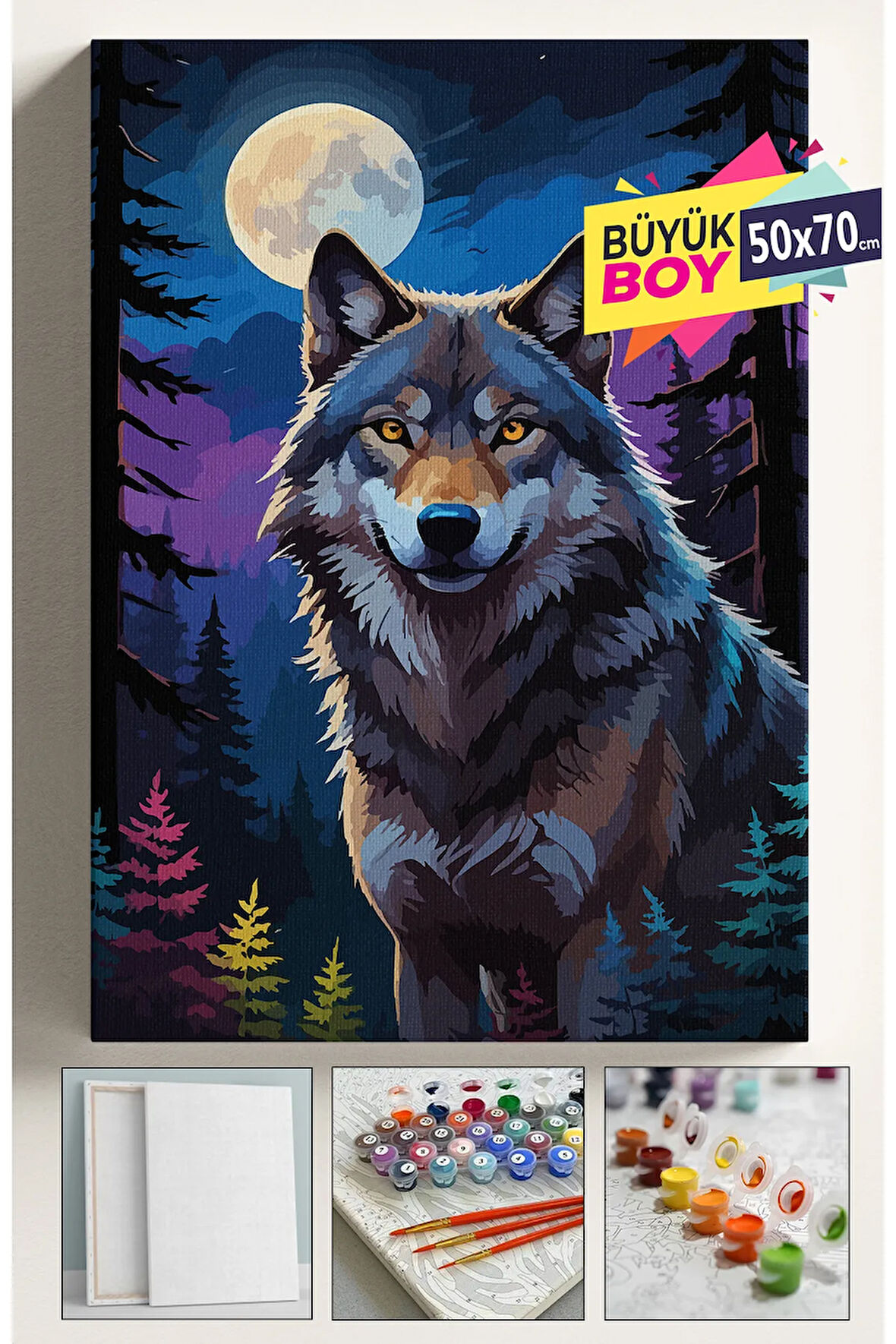 Sayılarla Boyama Seti Numaralı Tuval Fırça Boya Dahil Kasnaklı Set 50x70 Cm - DOLUNAY KURT