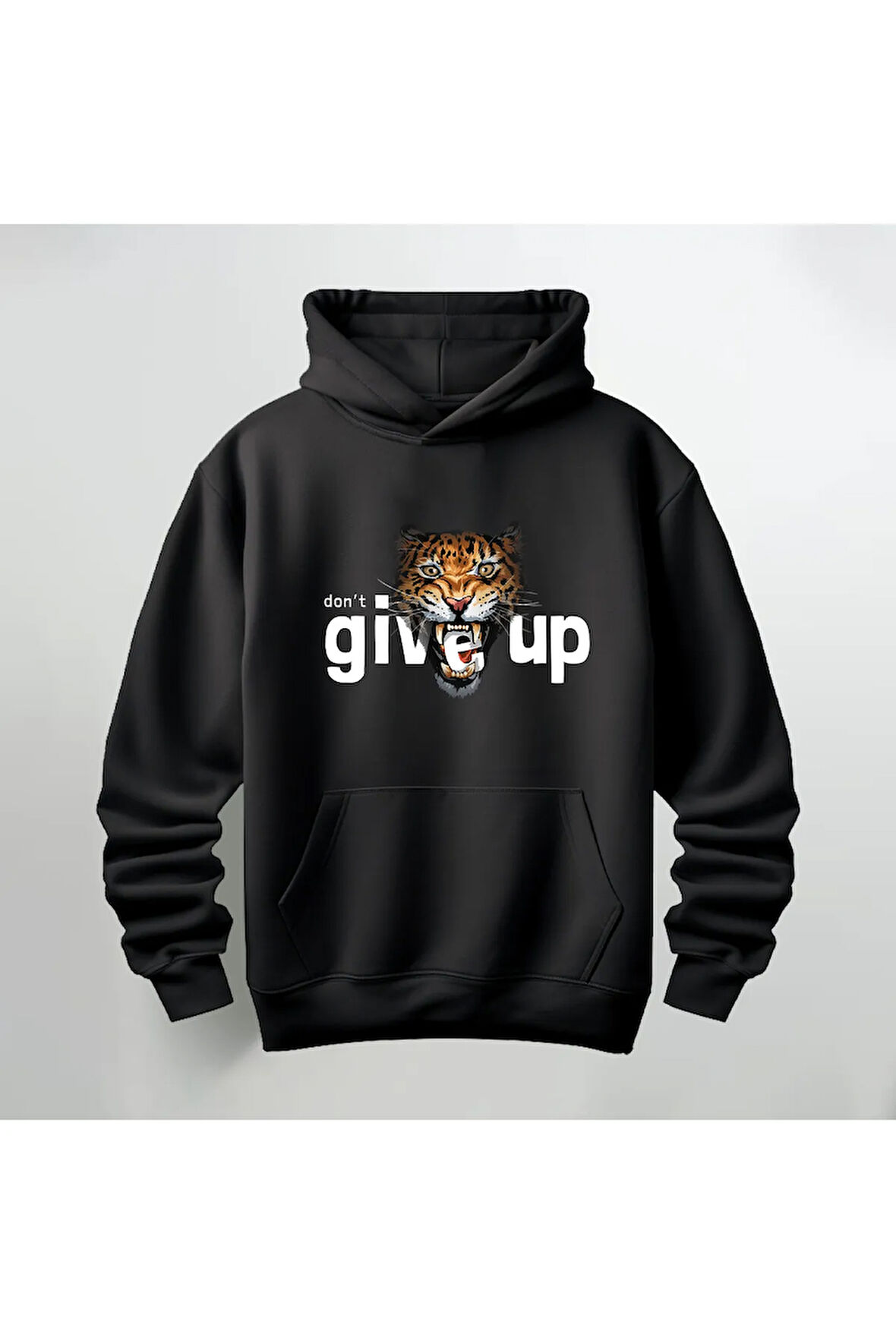 Don't Give Up Baskılı Kapüşonlu Sweatshirt Hoodie Kalın Kumaş 3 İplik Şardonlu