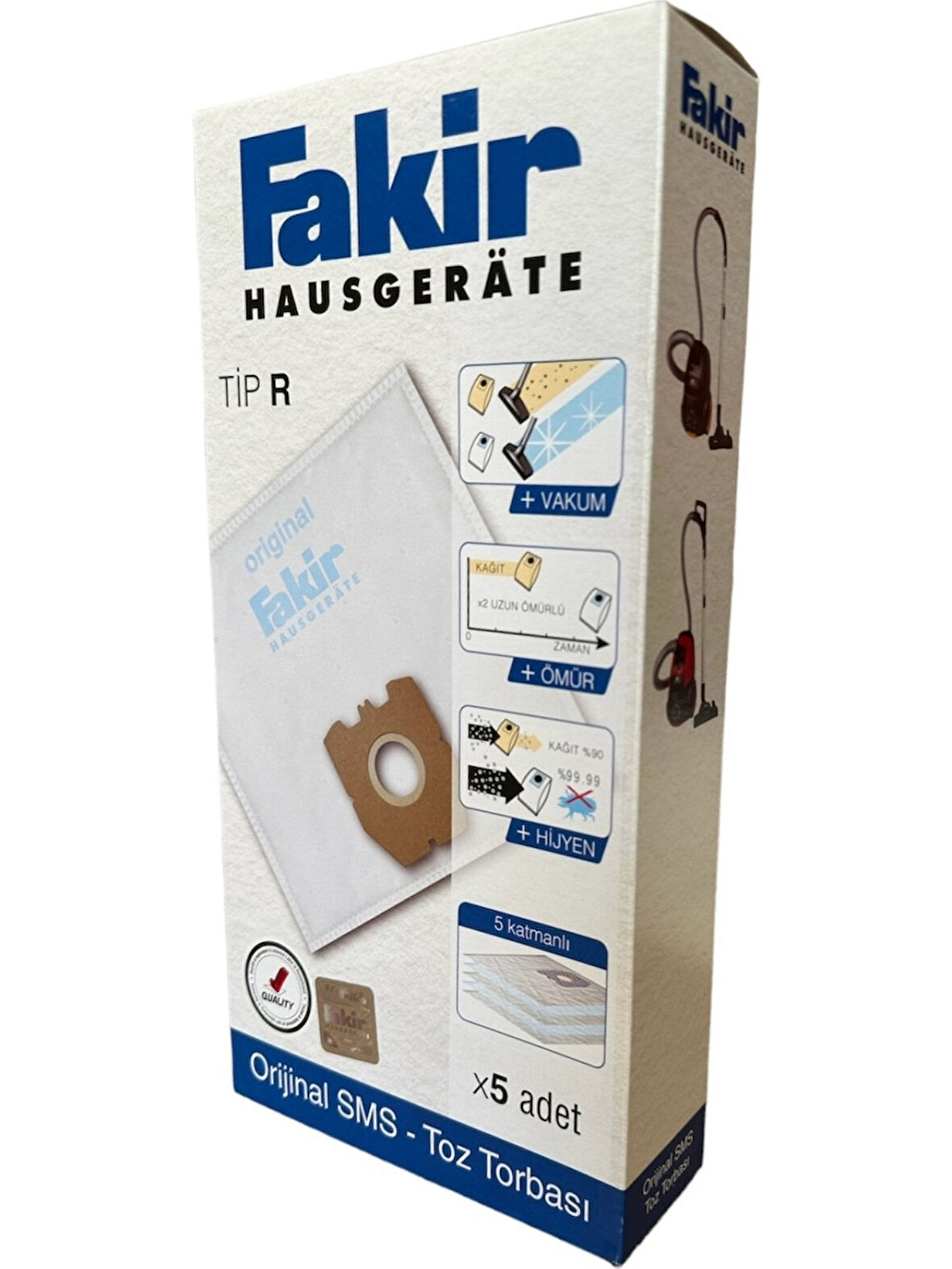 Fakir Prestige TS 2000 - TS 2400 Elektrikli Süpürge İçin SMS Toz Torbası TİP R