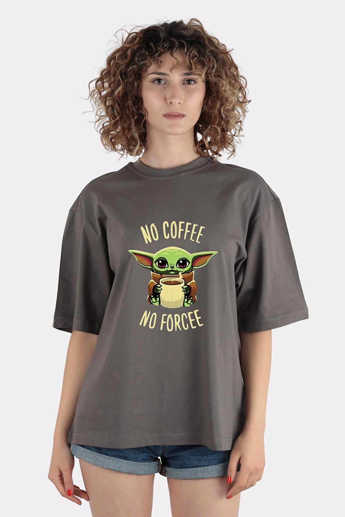 No Coffee No Forcee Baby Yoda Kadın T-shirt