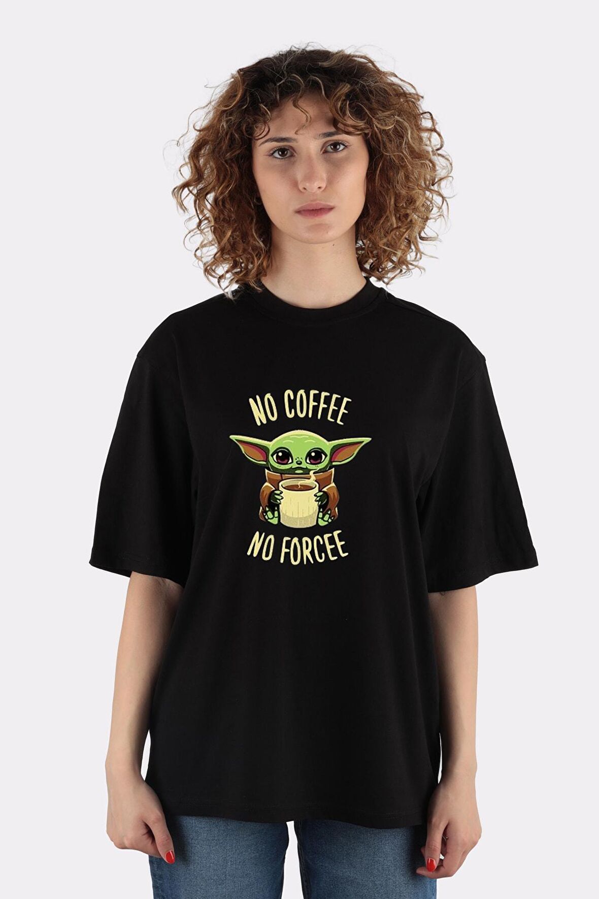 No Coffee No Forcee Baby Yoda Kadın T-shirt