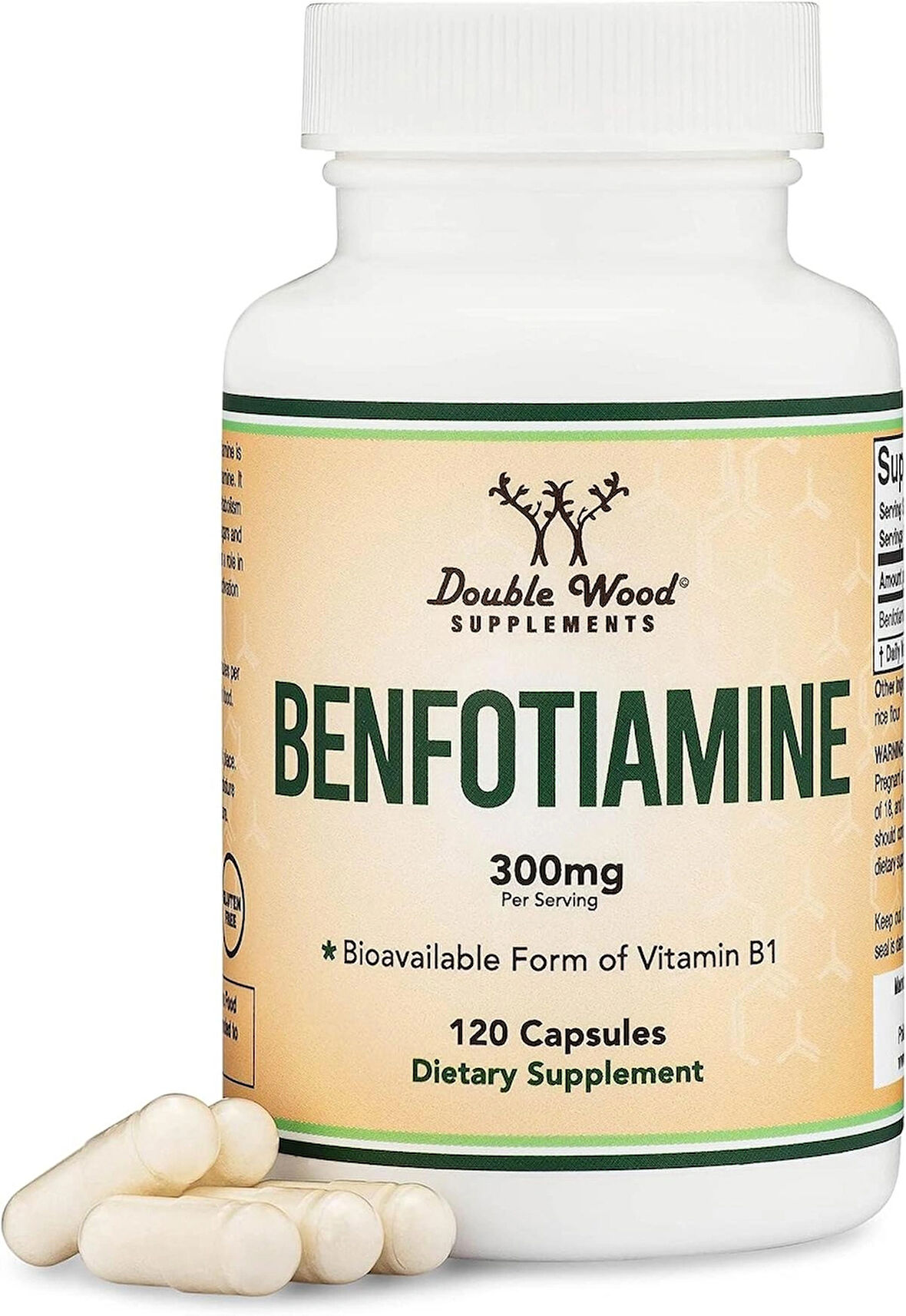 DOUBLE WOOD Benfotiamine 300 mg Thiamine B1 120 Caps