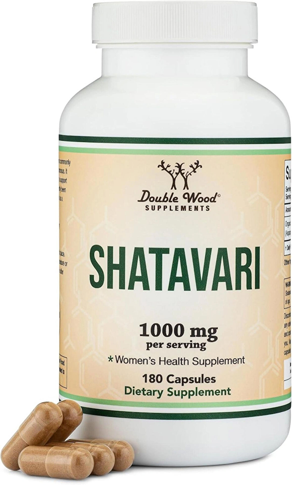 Double Wood Organic Shatavari Asparagus Caps 1,000mg 180 Caps Hormone Balance and Prolactin