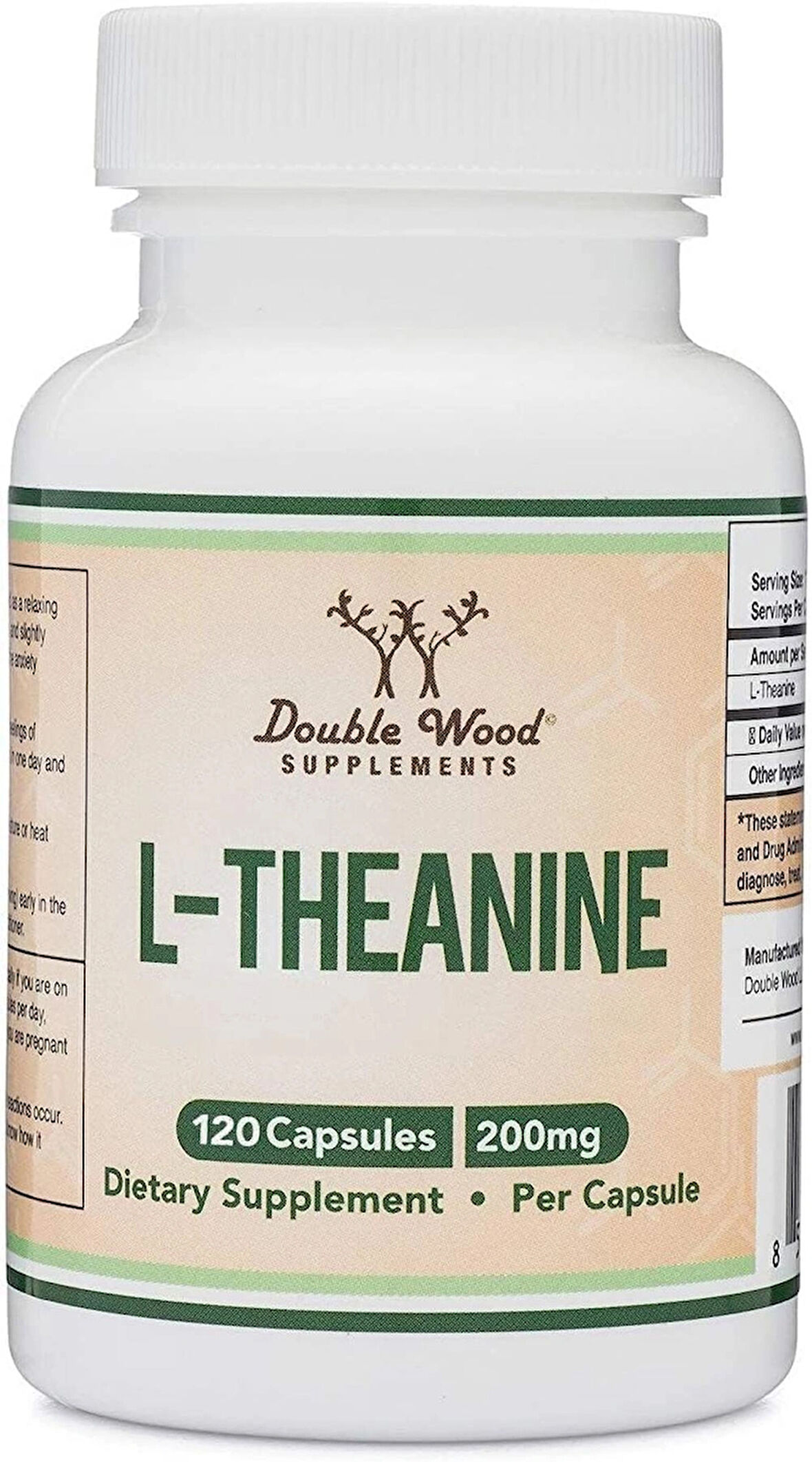 Double Wood L-Theanine 200mg 120 Capsules Synergy with Magnesium L-Threonate and Apigenin