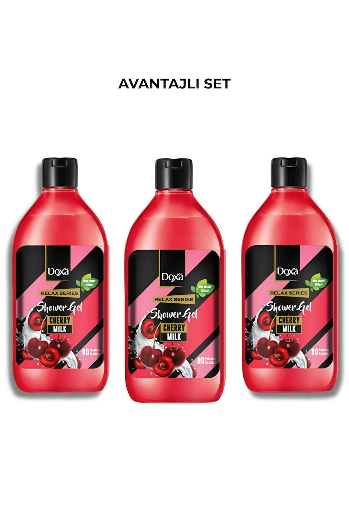 DOXA Kiraz & Süt Özlü Duş Jeli – 400 ml 3lü Set