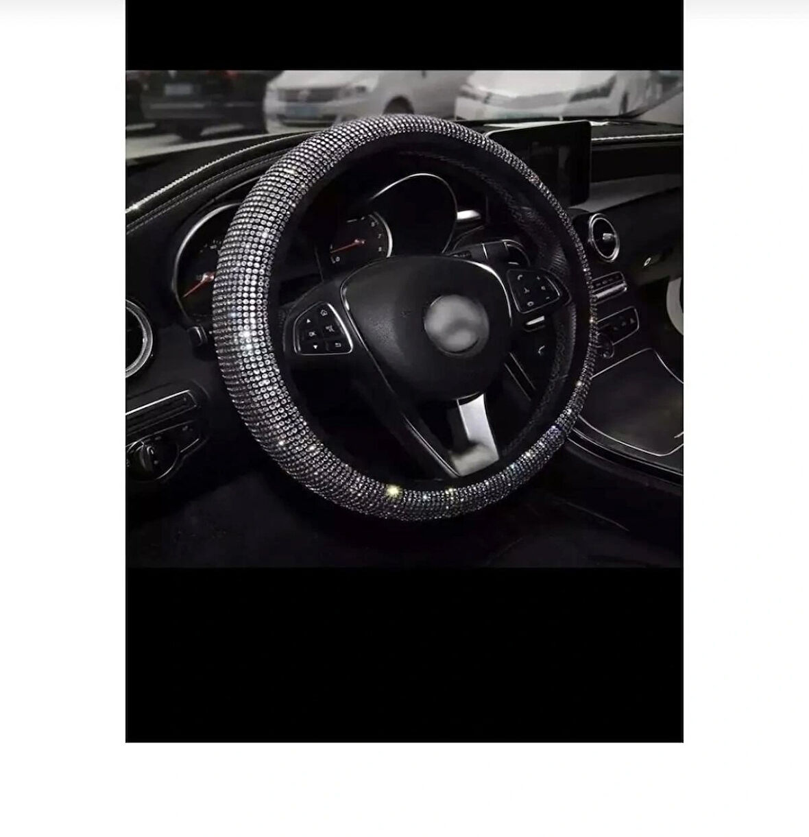 Point Gümüş Full Taşlı Geçmeli Direksiyon Kılıfı 36-42cm