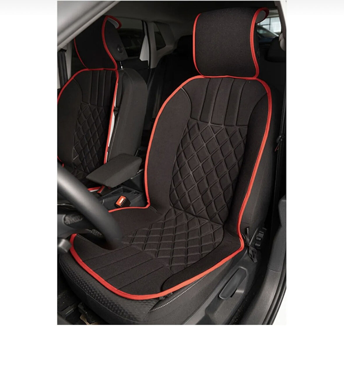Point Renault Scenic Oto Siyah-Kırmızı Ön İki Koltuk Minderi