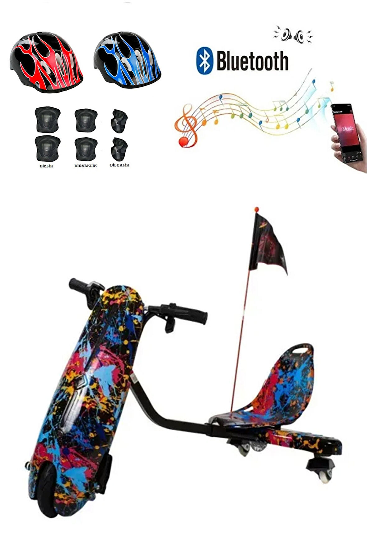 CityMate Drift Car Elektrikli Kaykay Drift Scooter Bluetooth Grafity Desenli Kasa