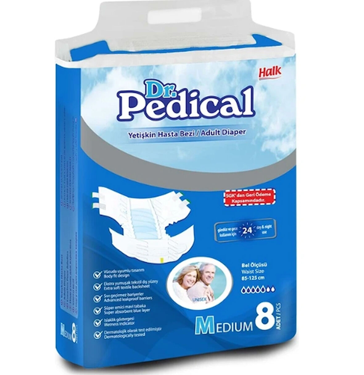 Dr. Pedical Yetişkin Belbantlı Hasta Bezi Medium 8'li 4 Paket 