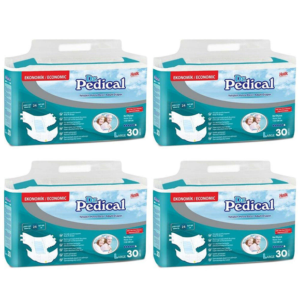 Dr.Pedical Belbantlı Hastabezi Large Beden 4 Paket 120 Adet