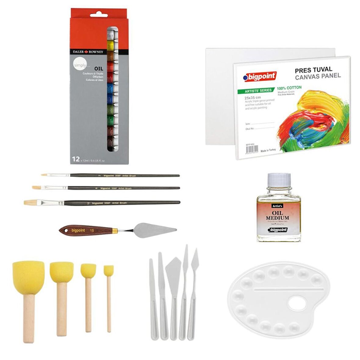 Daler Rowney Simply Yağlı Boya Profesyonel Seti 12x12ml