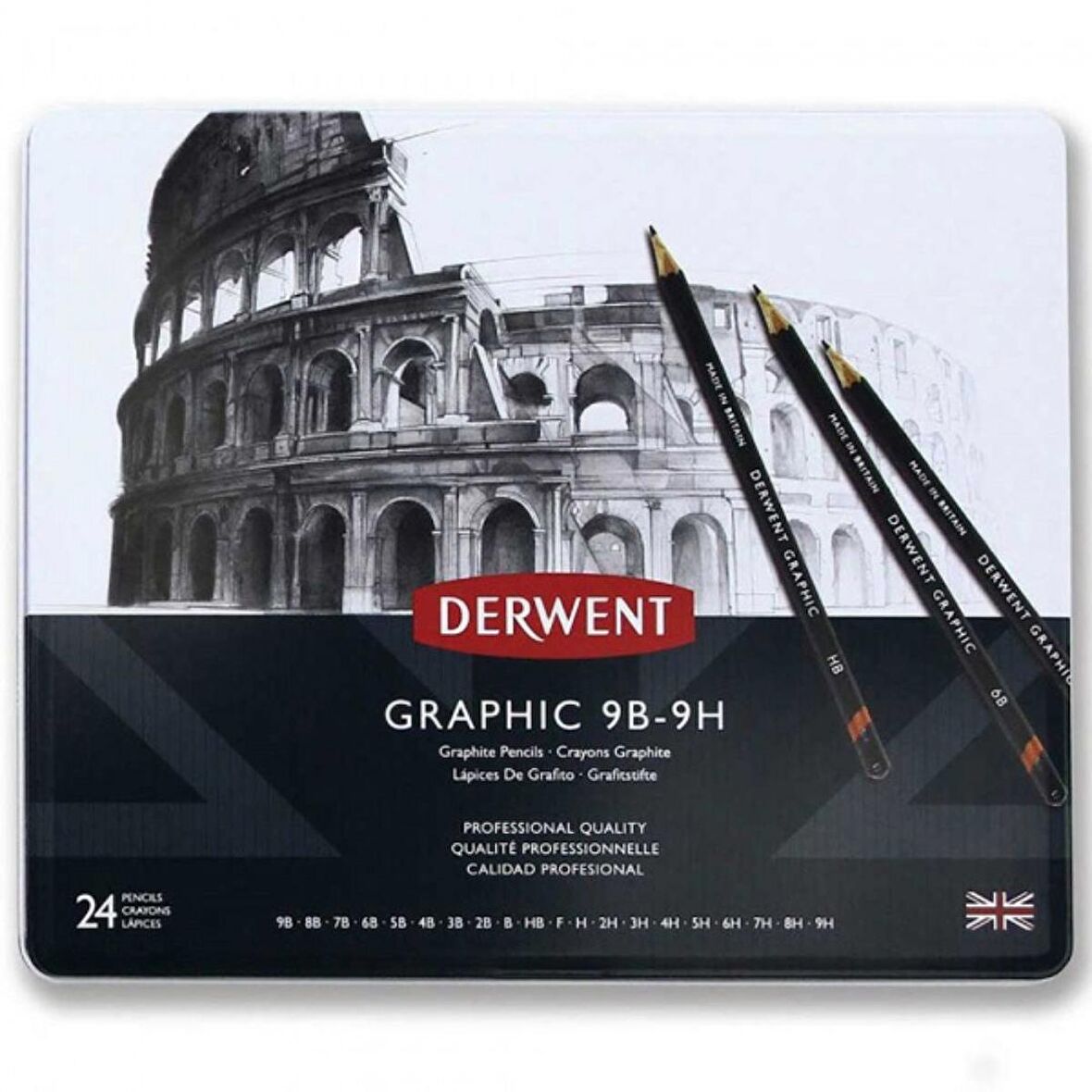 Derwent Graphic Pencil 24'lü Teneke Kutu (Dereceli Kalem)