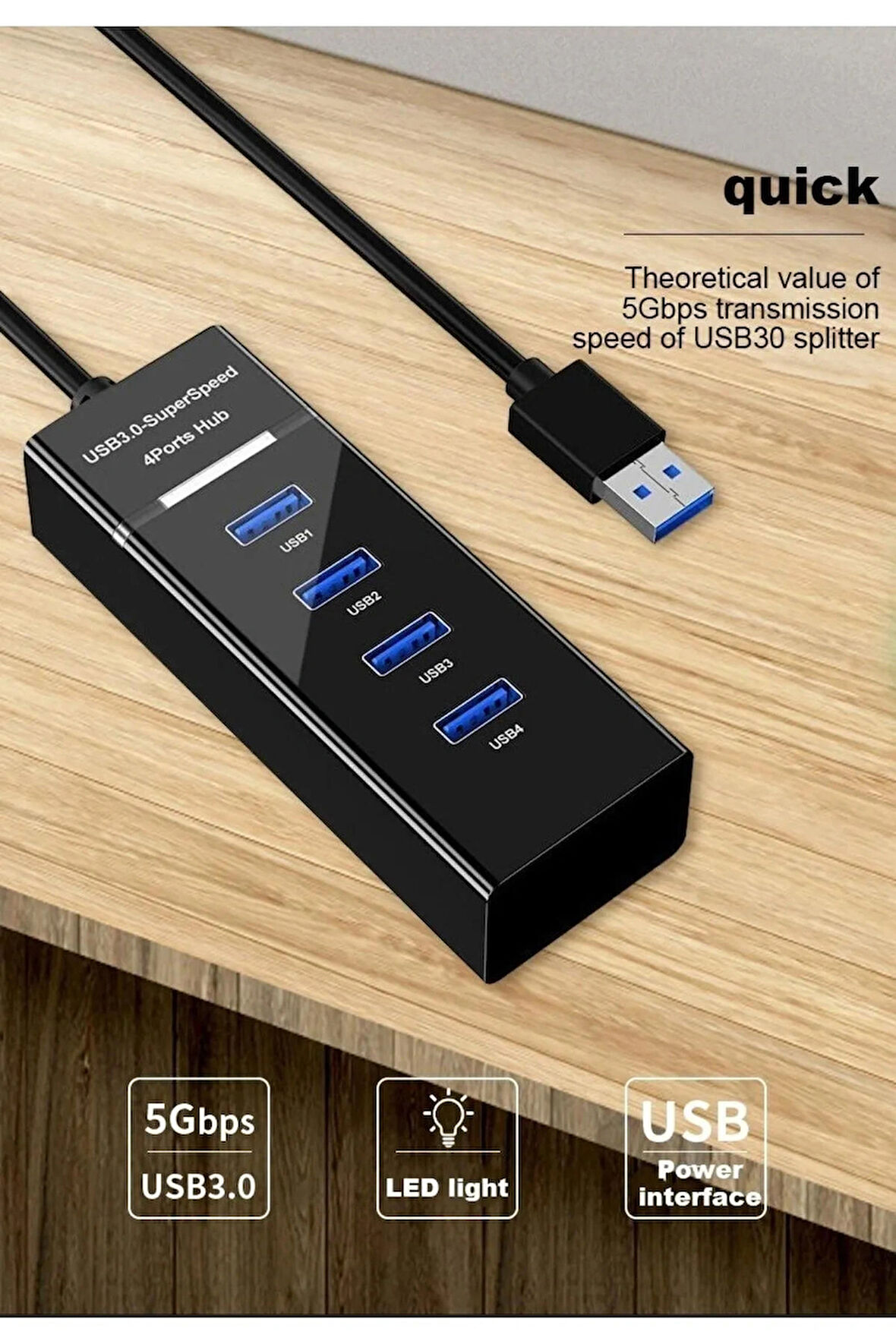 4 Port Usb 3.0 Hub Çoğaltıcı Çoklayıcı Swıtch Hızlı Çoklama Dişi Splitter Laptop Bilgisayar Için Usb Hub