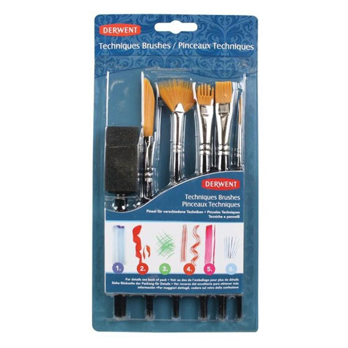 Derwent Techniques Brushes Çok Amaçlı Fırça seti 6 lı set
