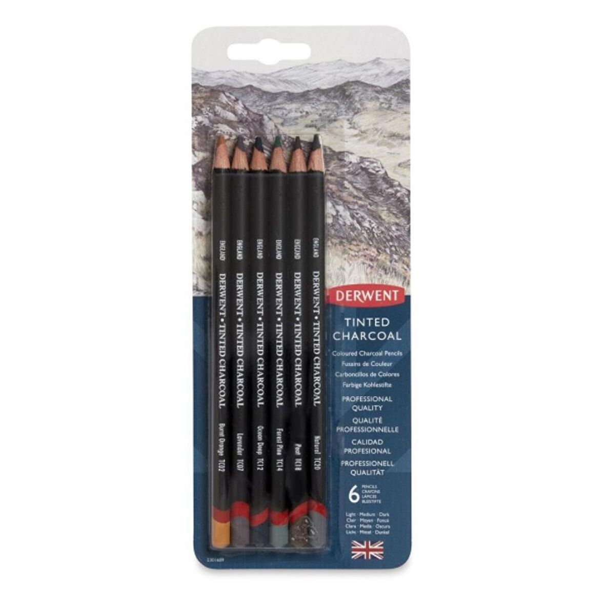 Derwent Tinted Charcoal Pencil 6'lı Blister Set (Renkli Kömür Kalem)