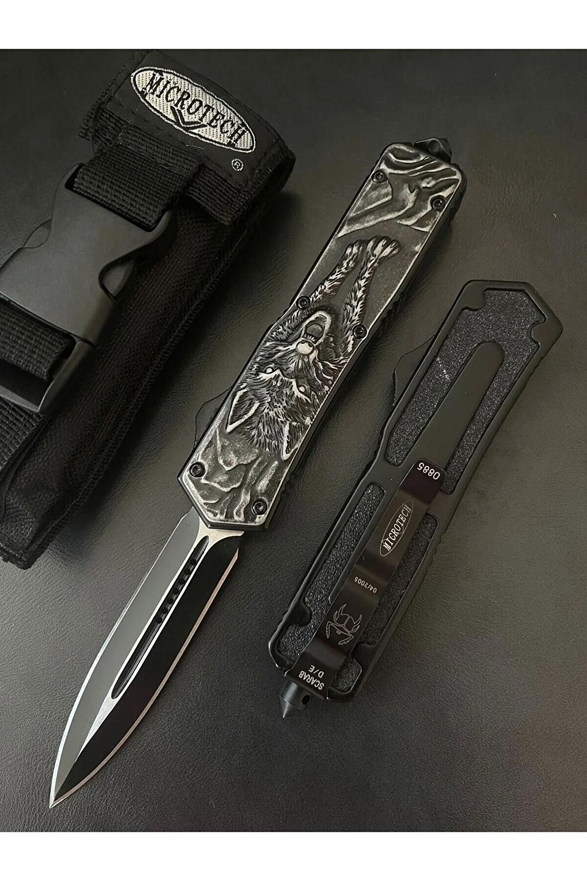 Kamp Outdoor Paslanmaz Microtech Kurt Kabartmalı Full Çelik Çakı