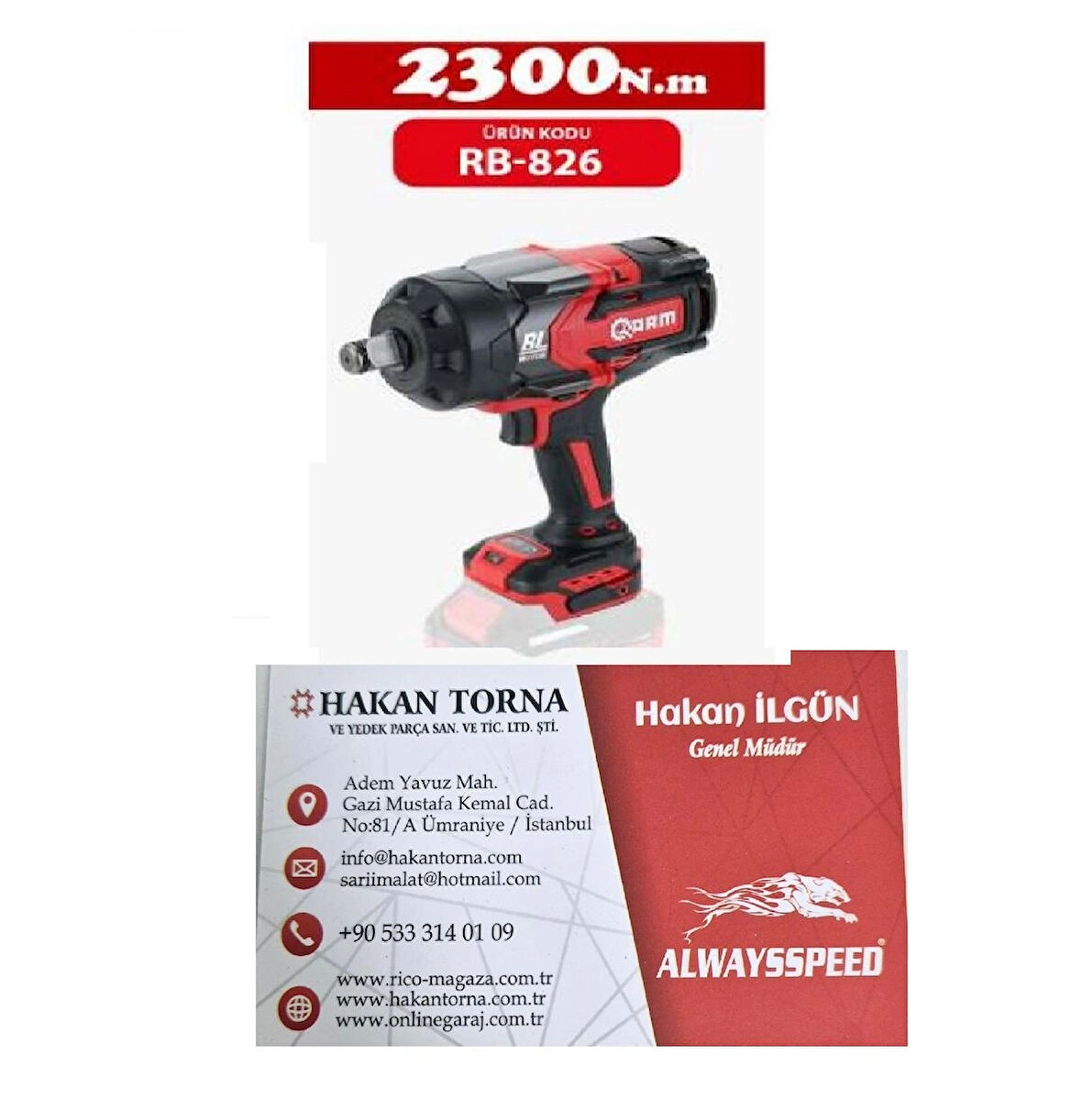 ARM 3/4 Şarjlı Darbeli Bijon Lastik Sökme Sıkma Tabancası (Aküsüz) 2300 N.m