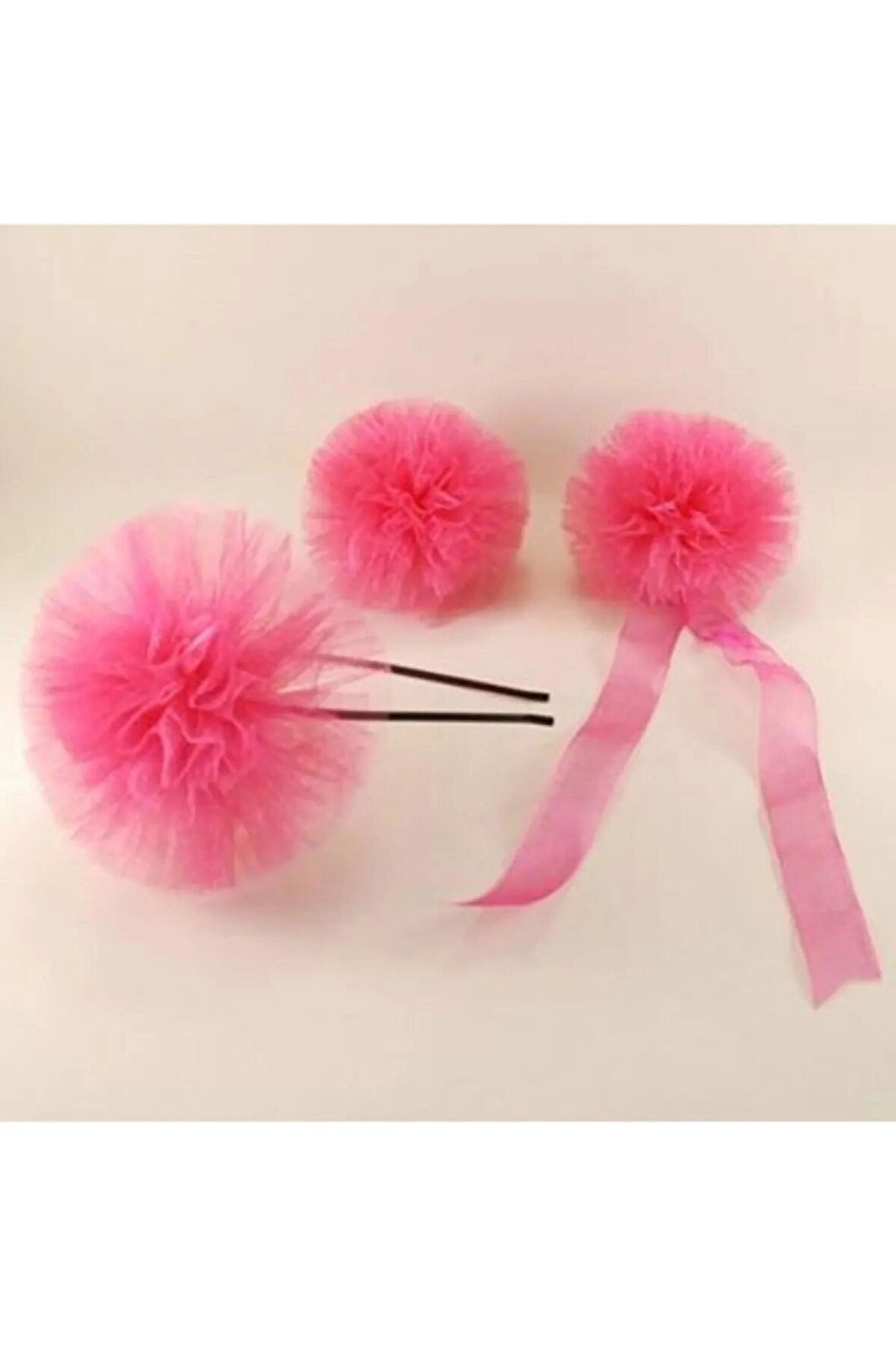 Ponponlu Nedime Bilekliği Ve Nedime Tacı Ve Kokart Takımı Pembe 1 Takım