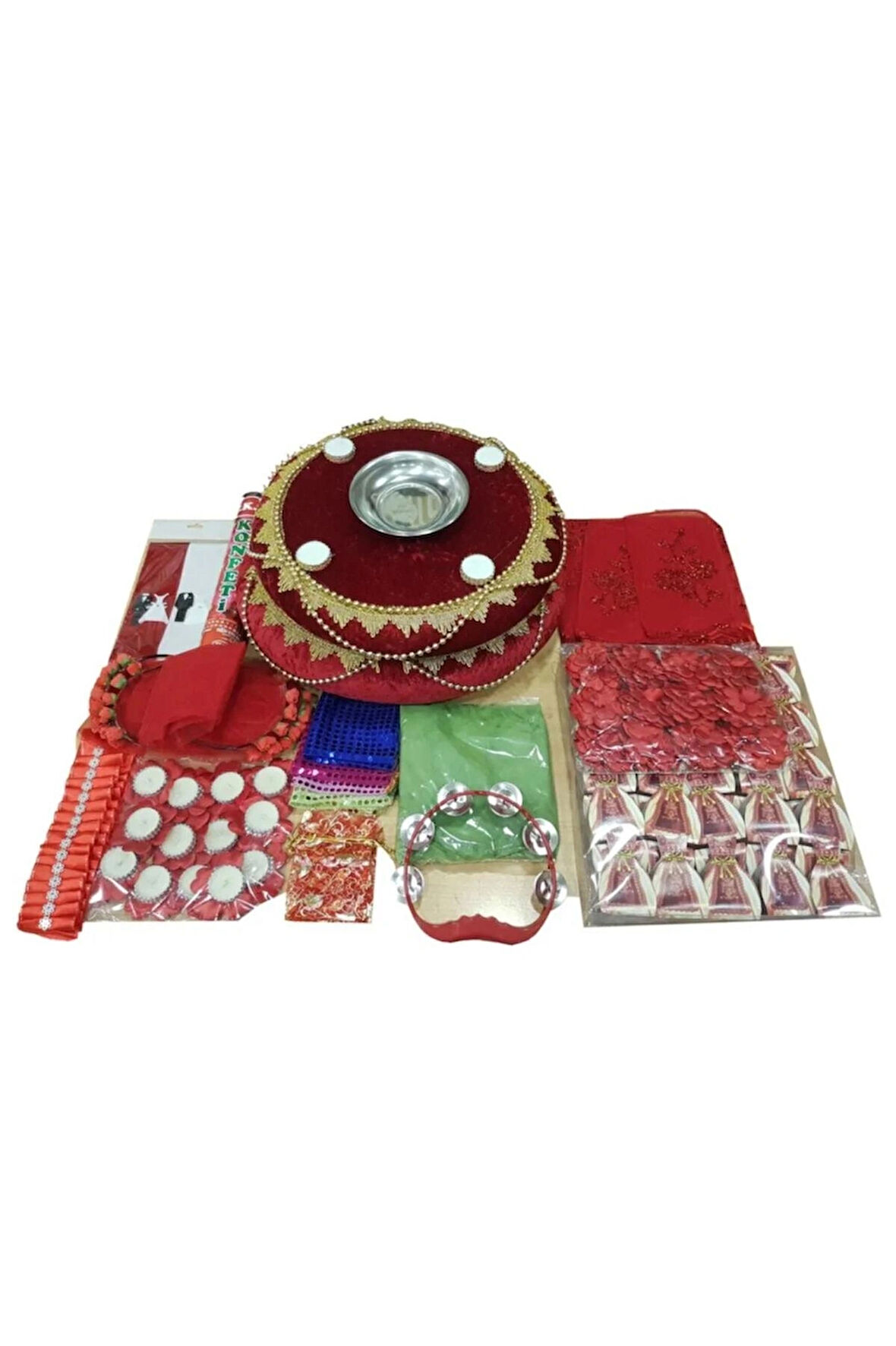 Kına Gecesi Seti Bordo Osmanlı Lüks Kına Malzemesi 670 Parça