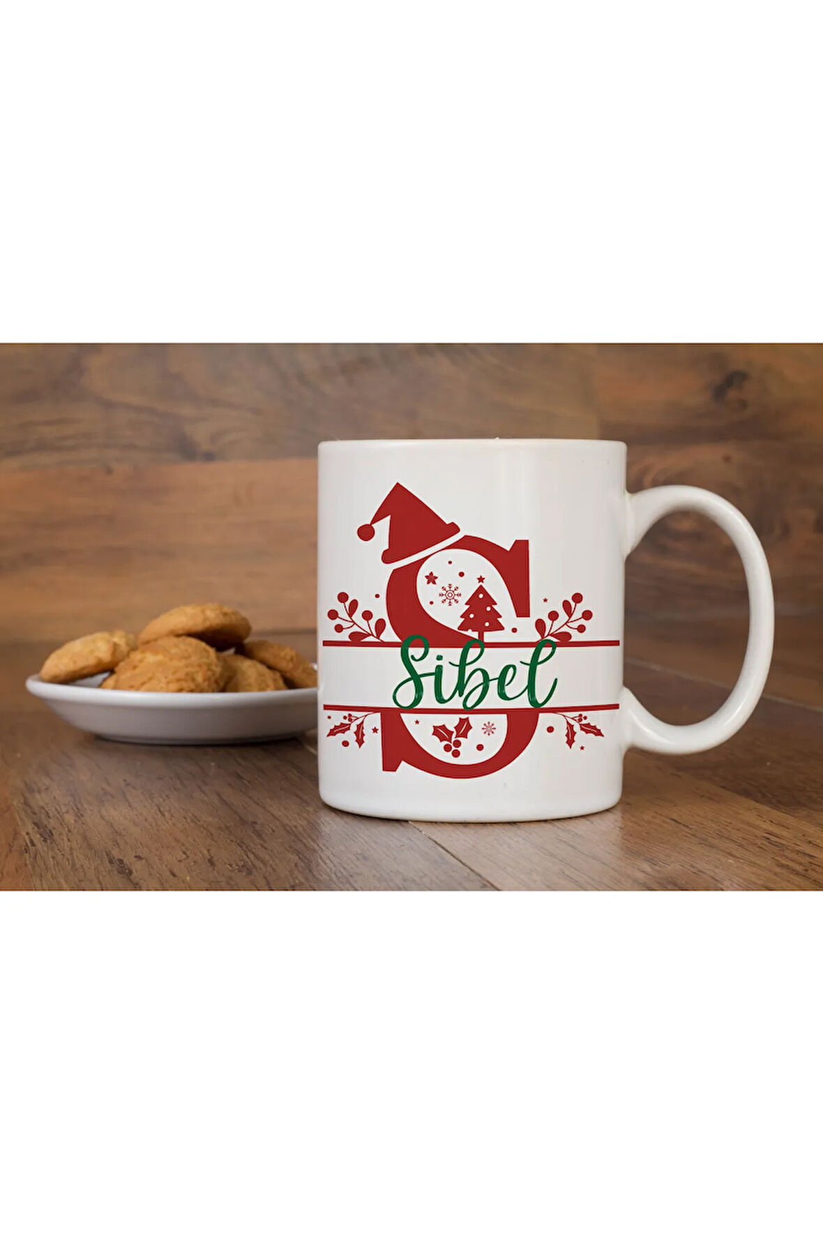 Yılbaşı Özel Kişiselleştirilebilir İsim Yazdırılabilir Harfli Kupa Bardak Christmas