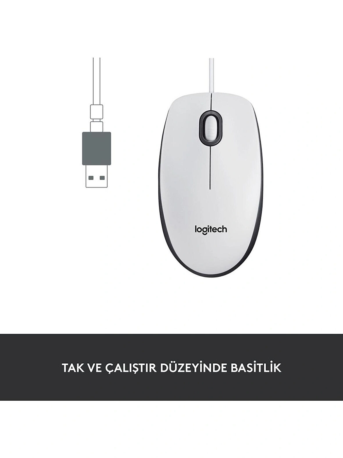 Logitech M100 Kablolu 1.000 DPI USB Mouse - Beyaz