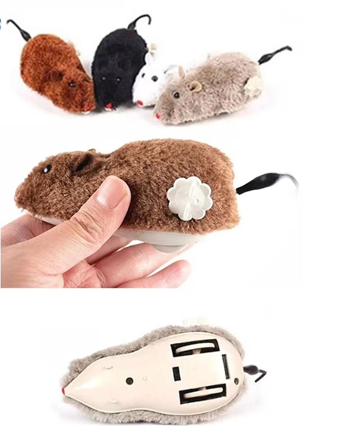 TİNEKE Kurmalı Fare Kedi Oyuncağı Peluş Yaratıcı Oyuncak