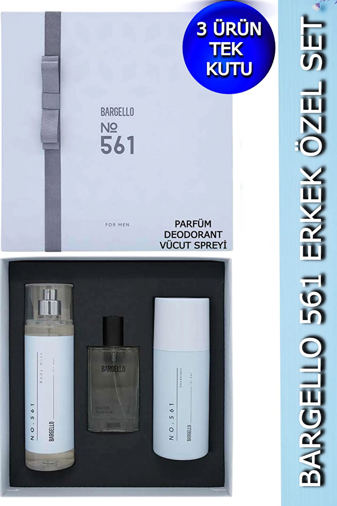 561 Erkek Parfüm Set Fresh - (PARFÜM+VÜCUT SPREYİ+DEODORANT) Özel Kutu