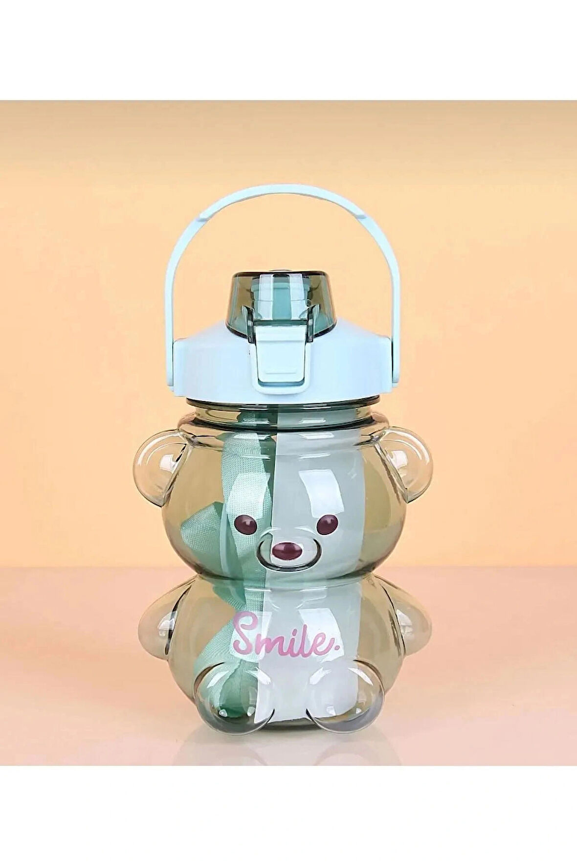 Smile Ayıcık Model Su Matarası Su Şişesi Suluk 1000ml Bpa Içermez Suluk 3d Sticker Hediye