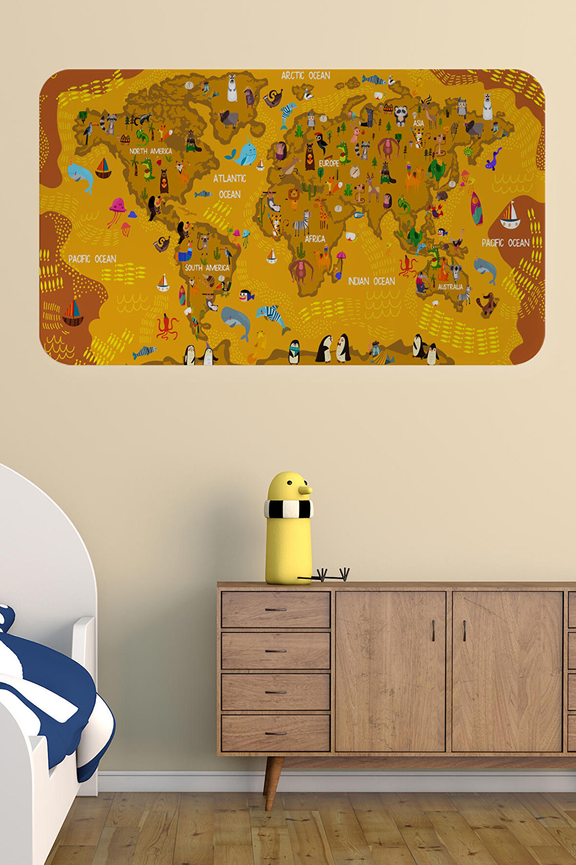 Eğitici Dünya Haritası Dünya Atlası Çocuk Ve Bebek Odası Duvar Sticker