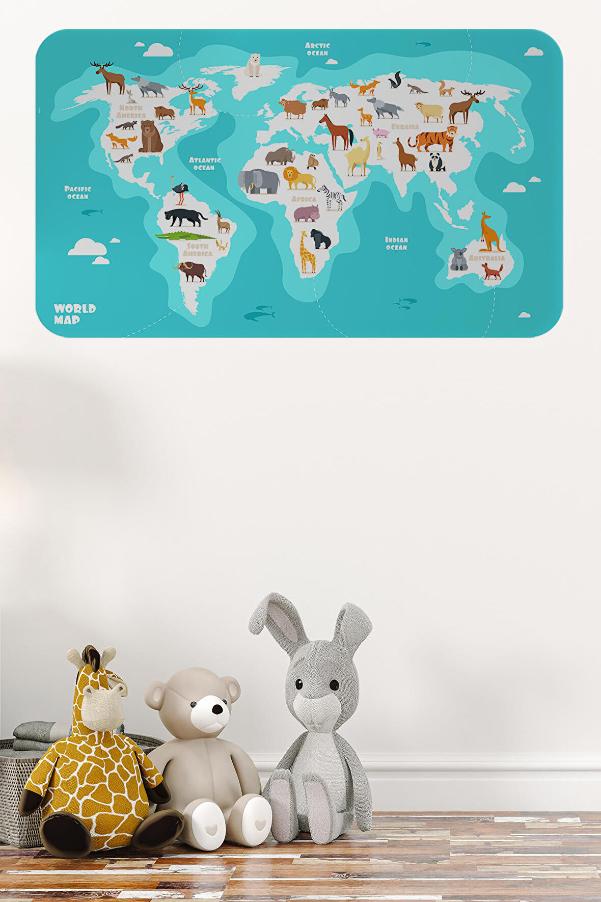 Eğitici Dünya Haritası Dünya Atlası Çocuk Ve Bebek Odası Duvar Sticker