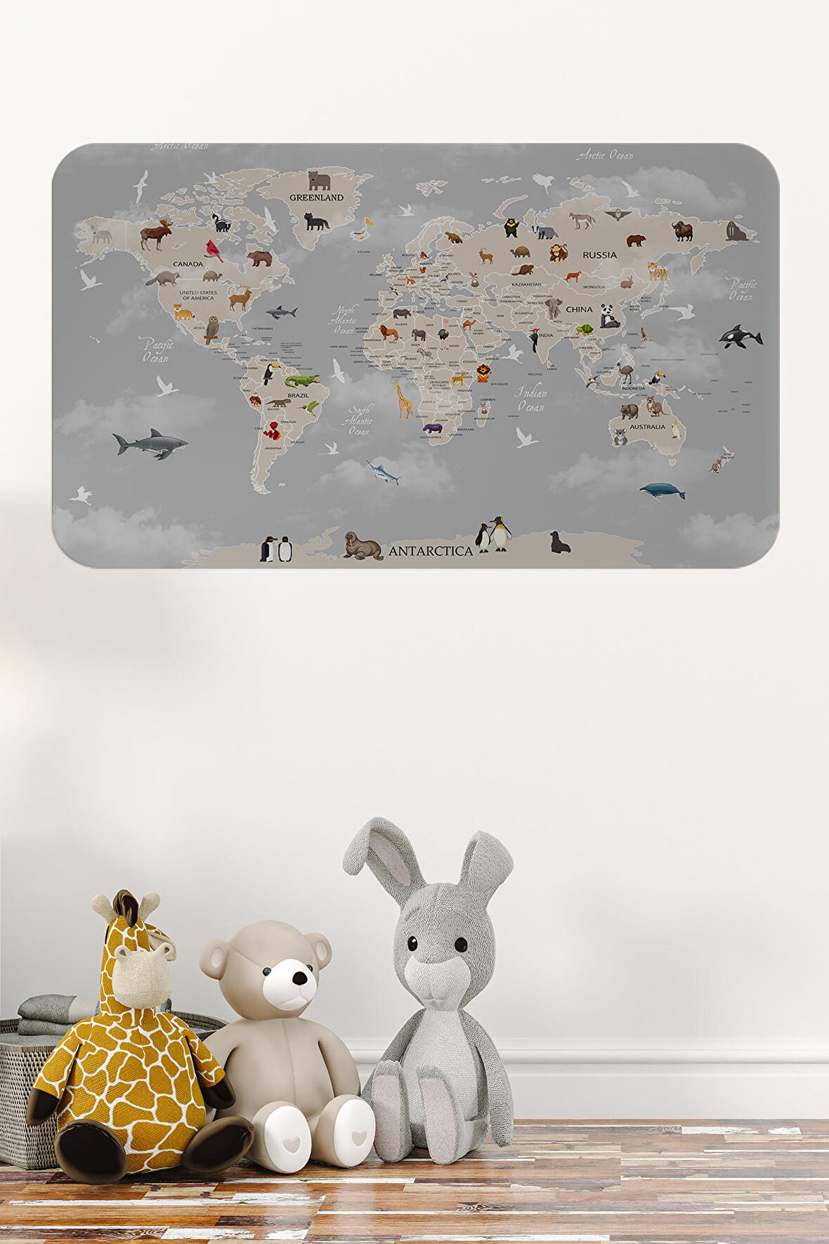 Eğitici Dünya Haritası Dünya Atlası Çocuk Ve Bebek Odası Duvar Sticker