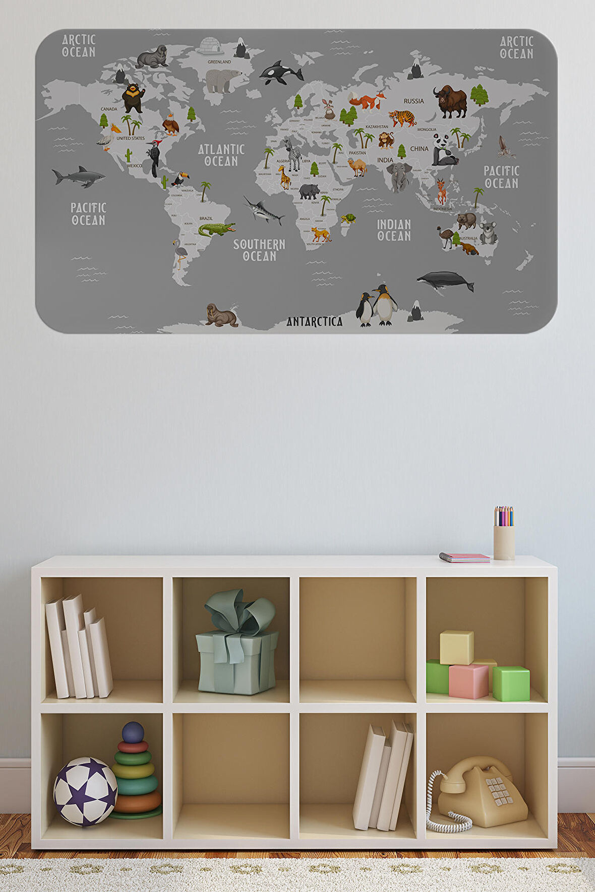 Eğitici Dünya Haritası Dünya Atlası Çocuk Ve Bebek Odası Duvar Sticker