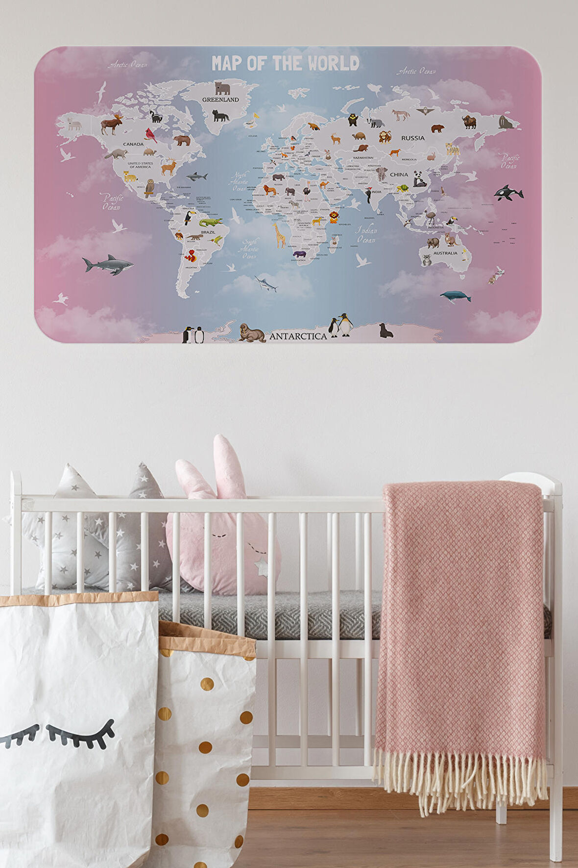 Eğitici Dünya Haritası Dünya Atlası Çocuk Ve Bebek Odası Duvar Sticker 