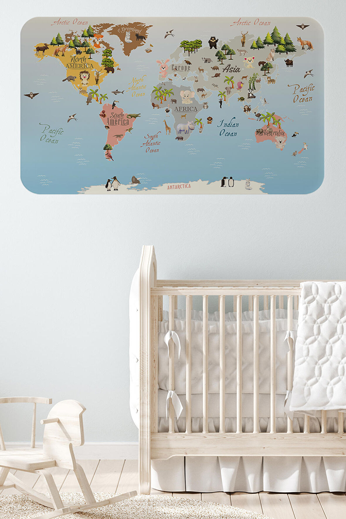 Eğitici Dünya Haritası Dünya Atlası Çocuk Ve Bebek Odası Duvar Sticker 