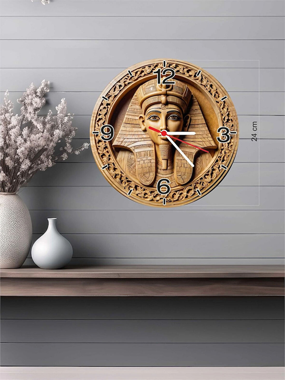 24x24 cm 3D Görünümlü Ahşap Duvar Saati V4