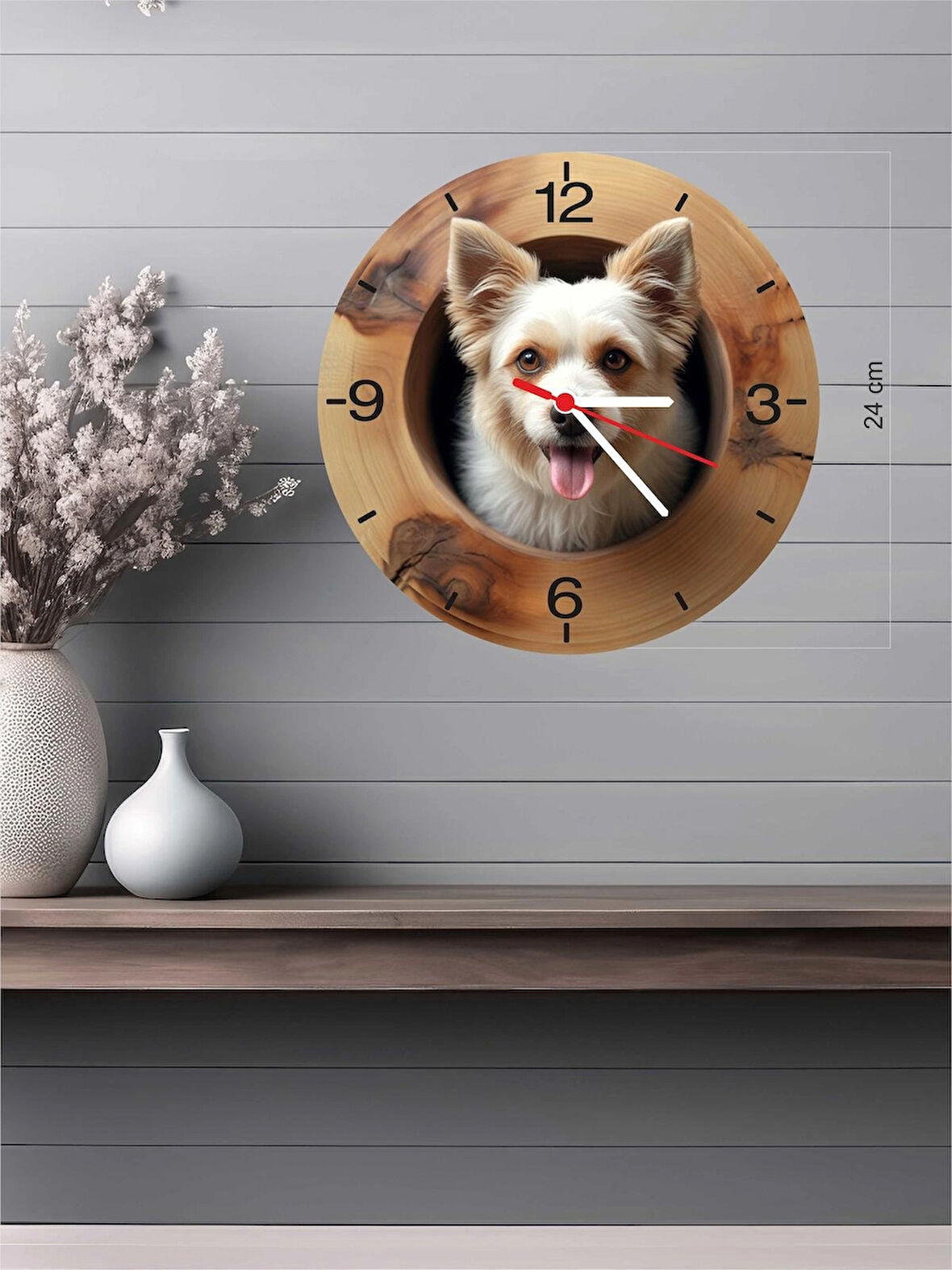 24x24 cm 3D Görünümlü Ahşap Duvar Saati V5