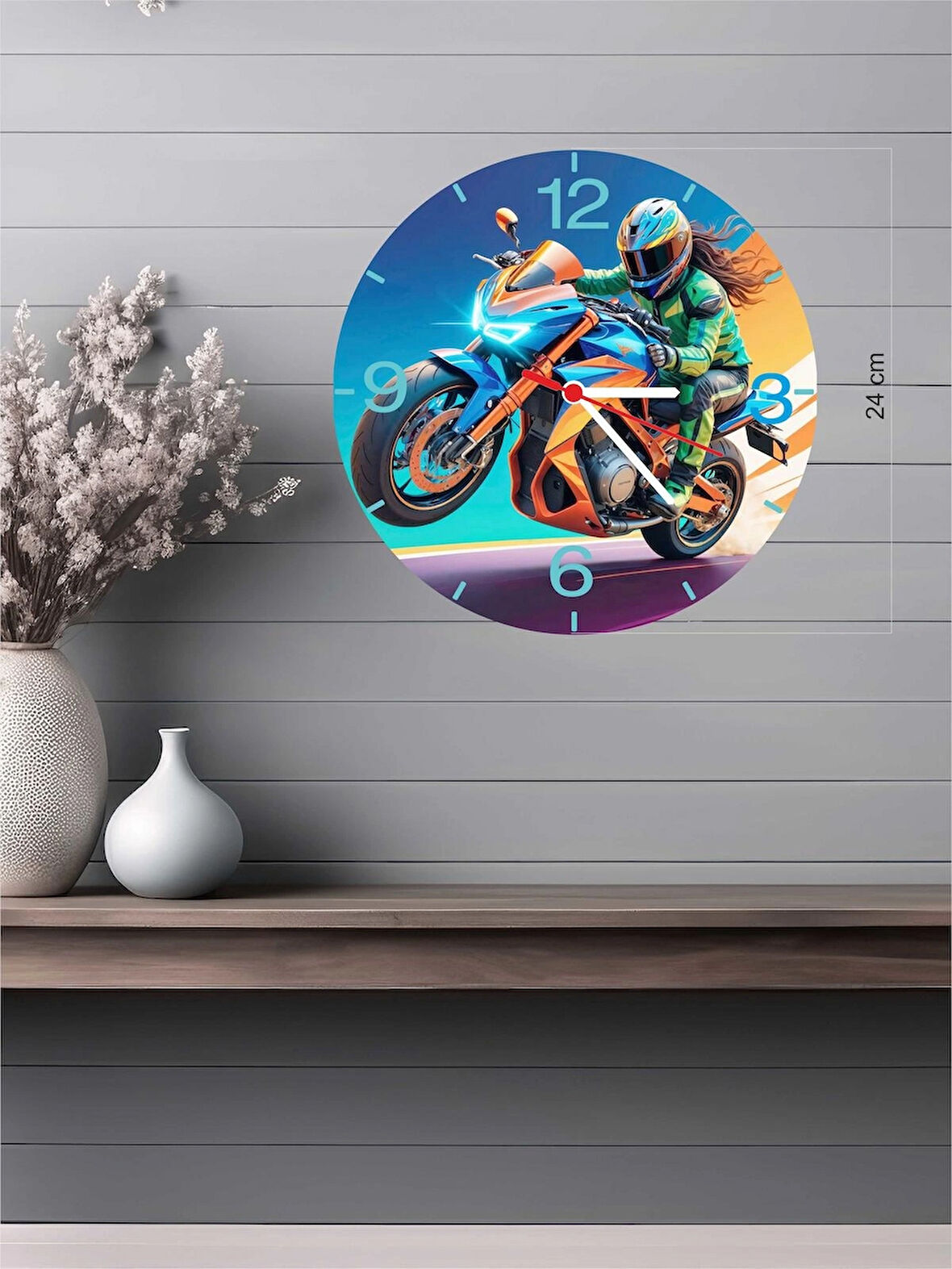  24x24 cm 3D Görünümlü Ahşap Duvar Saati V6