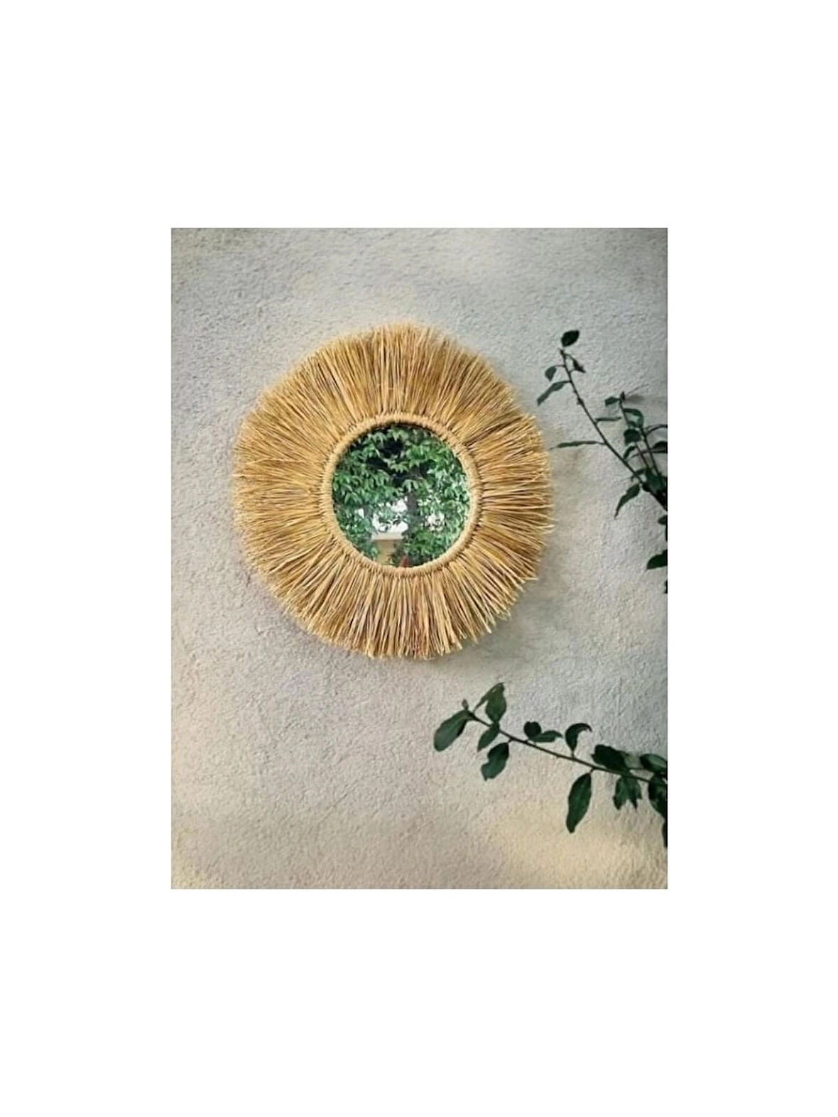 Aynalı Duvar Süsü Rafya