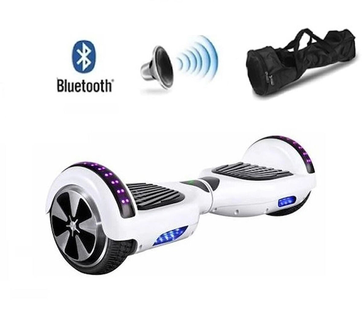 Hoverboard Smart Balance Scooter Beyaz Elektrikli Kaykay Akıllı Denge Led Işıklı