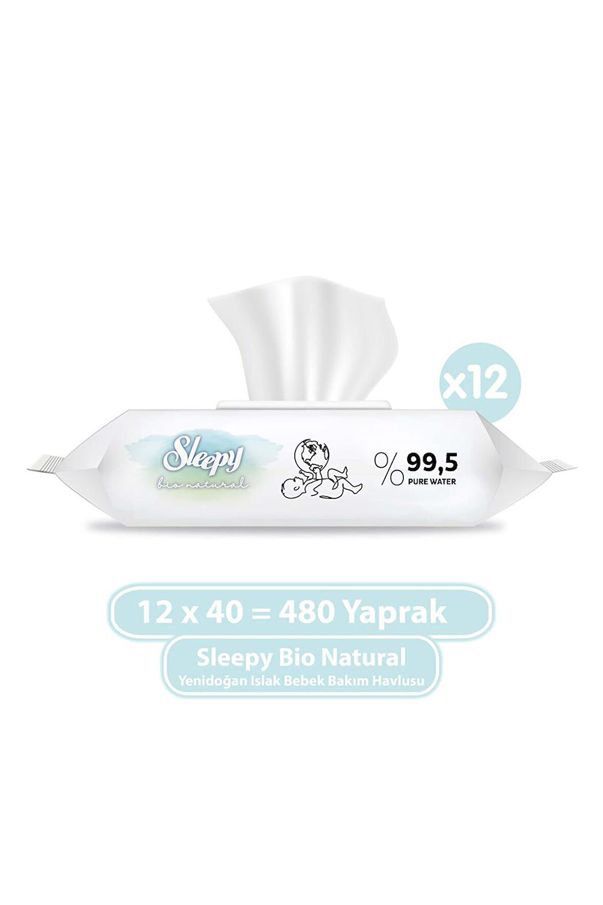 Sleepy Islak Mendil Bio Natural 480 Yaprak