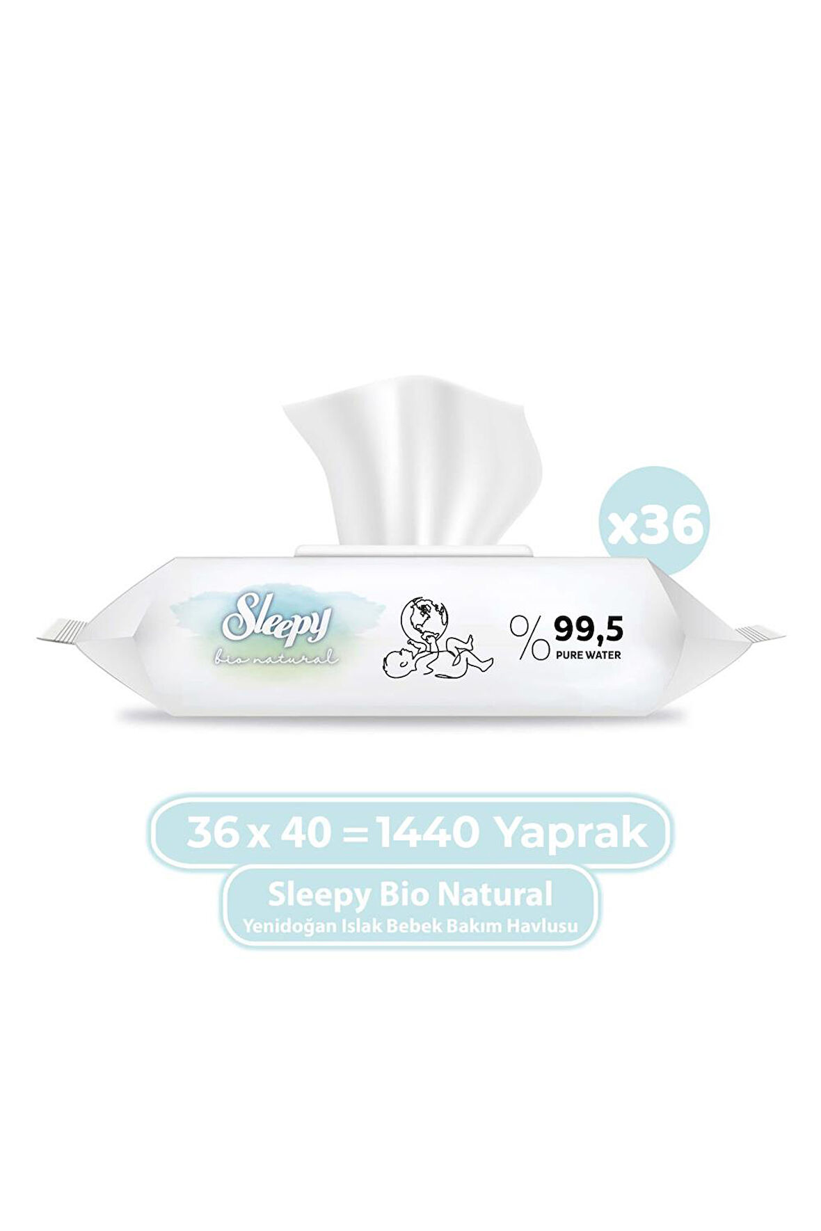 Sleepy Islak Mendil Bio Natural 1440 Yaprak