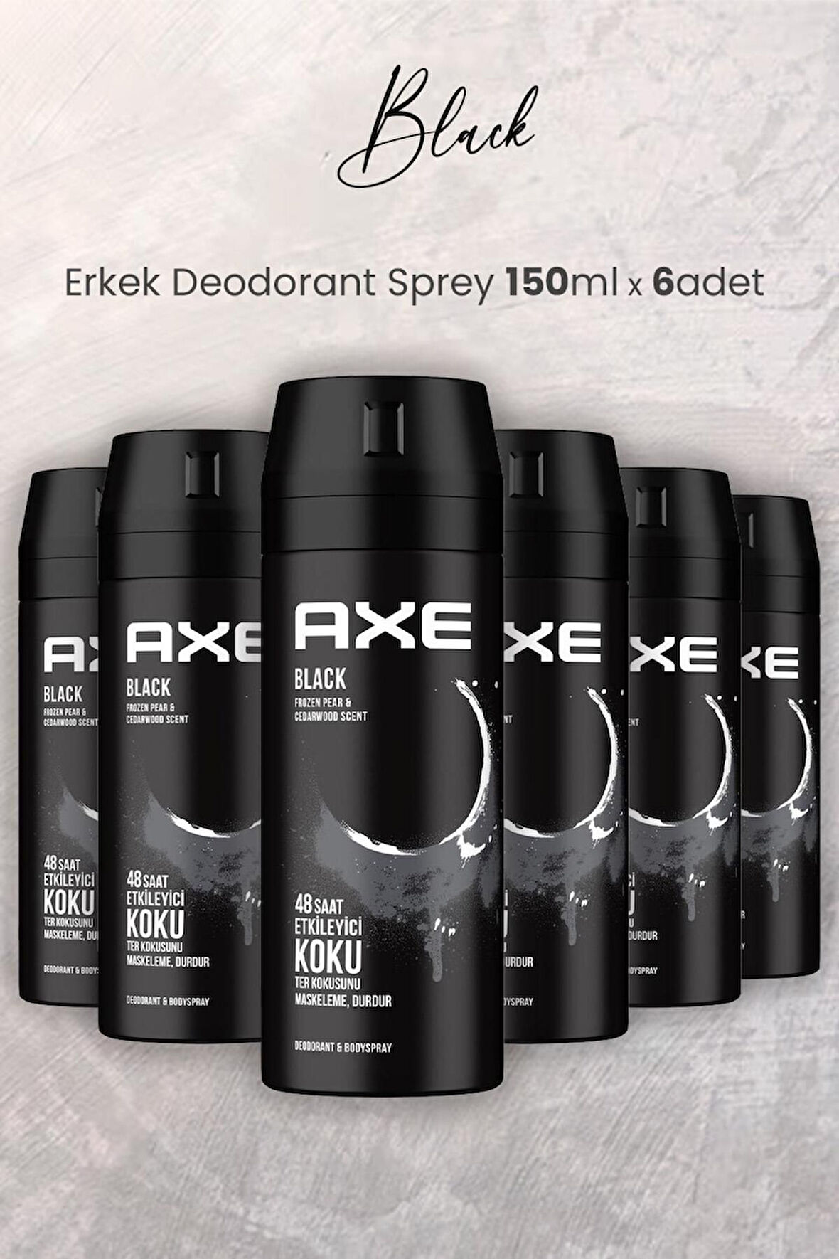 Black Erkek Deodorant Sprey 150 ml x 6 Adet