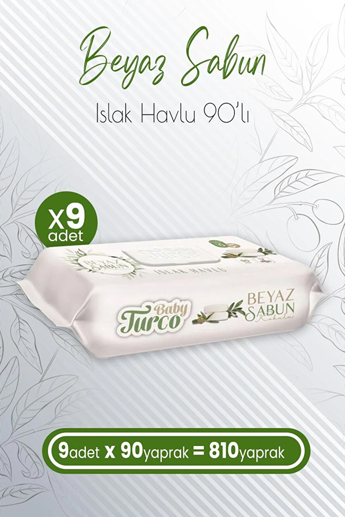 Islak Havlu Beyaz Sabun Kokulu 90' lı x 9 Adet (810 Yaprak)